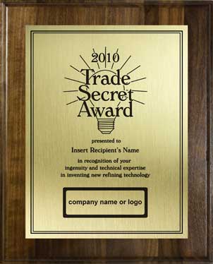 trade secret plaque - gold