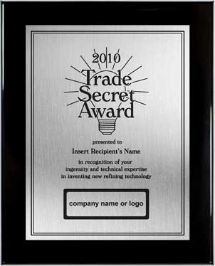 trade secret plaque - silver